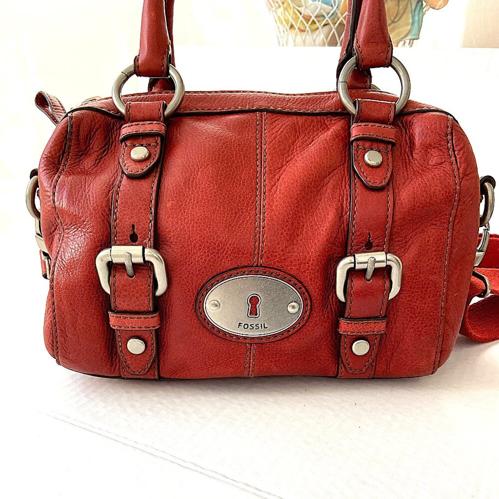 Fossil Red Leather MADDOX Satchel